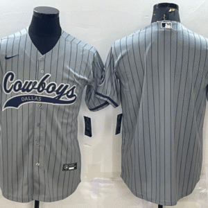 Men's Dallas Cowboys Blank Grey Pinstripe With Patch Cool Base Stitched Baseball Jersey