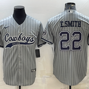 Men's Dallas Cowboys #22 Emmitt Smith Grey With Patch Cool Base Stitched Baseball Jersey