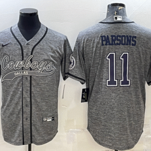 Men's Dallas Cowboys #11 Micah Parsons Grey Gridiron With Patch Cool Base Stitched Baseball Jersey