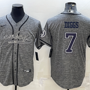 Men's Dallas Cowboys #7 Trevon Diggs Grey Gridiron With Patch Cool Base Stitched Baseball Jersey