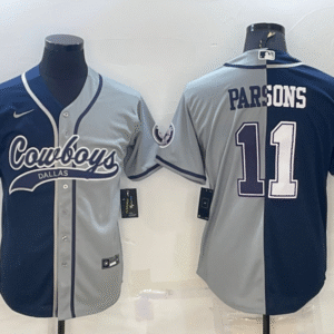 Men's Dallas Cowboys #11 Micah Parsons Navy Blue Grey Two Tone With Patch Cool Base Stitched Baseball Jersey