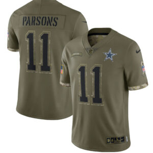 Men's Dallas Cowboys #11 Micah Parsons 2022 Olive Salute To Service Limited Stitched Jersey