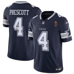 Men's Dallas Cowboys #4 Dak Prescott Navy 2023 F.U.S.E. With Walter Payton Patch Vapor Limited Football Stitched Jersey