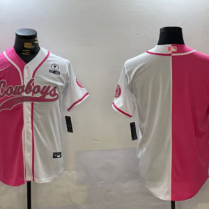 Men's Dallas Cowboys big logo Red White With Patch Cool Base Stitched Baseball Jersey