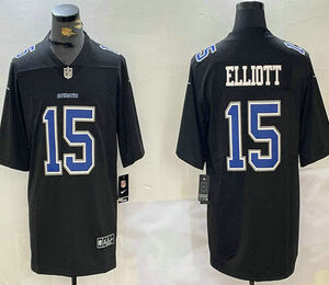 Men's Dallas Cowboys #15 Ezekiel Elliott Black Throwback Vapor Limited Stitched Jersey