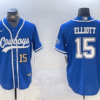 Men's Dallas Cowboys #15 Ezekiel Elliott Light Blue Cool Base Stitched Baseball Jerseys