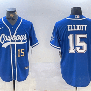 Men's Dallas Cowboys #15 Ezekiel Elliott Light Blue Cool Base Stitched Baseball Jerseys