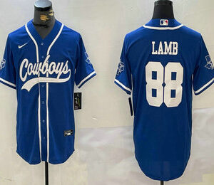 Men's Dallas Cowboys #88 CeeDee Lamb Light Blue Stitched Cool Base Nike Baseball Jersey