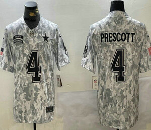 Men's Dallas Cowboys #4 Dak Prescott Arctic Camo 2024 FUSE Salute to Service Limited Stitched Jersey