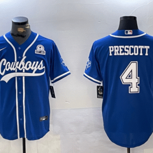 Men's Dallas Cowboys #4 Dak Prescott Light Blue With 1960 Patch Cool Base Stitched Baseball Jersey