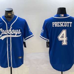 Men's Dallas Cowboys #4 Dak Prescott Light Blue Stitched Cool Base Nike Baseball Jersey
