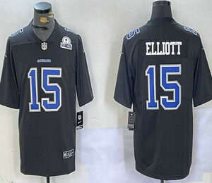 Men's Dallas Cowboys #15 Ezekiel Elliott Black Throwback With 1960 Patch Vapor Limited Stitched Jersey