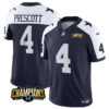 Men's Dallas Cowboys #4 Dak Prescott Navy White 2023 F.U.S.E. NFC East Champions Patch Football Stitched Jersey