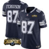 Men's Dallas Cowboys #87 Jake Ferguson Navy 2023 F.U.S.E. NFC East Champions Patch Football Stitched Jersey