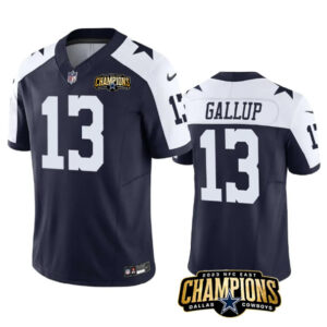 Men's Dallas Cowboys #13 Michael Gallup Navy White 2023 F.U.S.E. NFC East Champions Patch Football Stitched Jersey