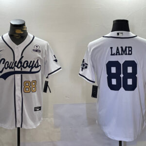 Men's Dallas Cowboys #88 CeeDee Lamb White 2022 Olive Salute To Service Cool Base Stitched Baseball Jersey