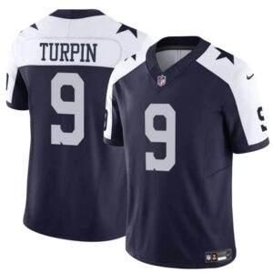 Men's Dallas Cowboys #9 KaVontae Turpin Navy White Thanksgiving Vapor Untouchable Limited Stitched Football Jersey