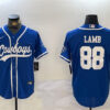 Men's Dallas Cowboys #88 CeeDee Lamb Royal With Patch Cool Base Stitched Baseball Jersey