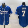 Men's Dallas Cowboys #7 Trevon Diggs Royal With Patch Cool Base Stitched Baseball Jersey
