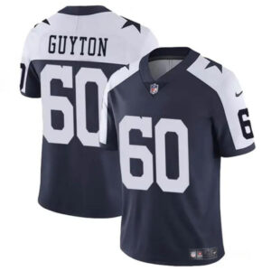 Men's Dallas Cowboys #60 Tyler Guyton Navy White 2024 Draft Vapor Untouchable Thanksgiving Limited Football Stitched Jersey