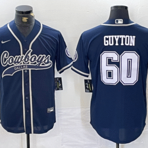 Men's Dallas Cowboys #60 Tyler Guyton Navy Cool Base Stitched Baseball Jersey