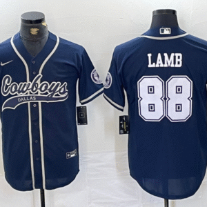 Men's Dallas Cowboys #88 CeeDee Lamb Navy Cool Base Stitched Baseball Jersey