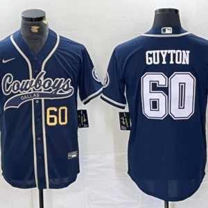 Men's Dallas Cowboys #60 Tyler Guyton Navy Cool Base Stitched Baseball Jerseys