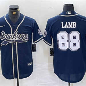 Men's Dallas Cowboys #88 CeeDee Lamb Navy Cool Base Baseball Stitched Jersey