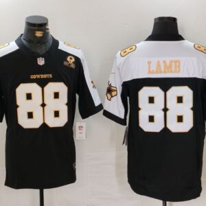 Men's Dallas Cowboys #88 CeeDee Lamb Blue Gold Name Thanksgiving FUSE Vapor Limited Stitched Jersey