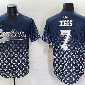 Men's Dallas Cowboys #7 Trevon Diggs Navy Limited Stitched Baseball Jersey