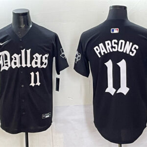 Men's Dallas Cowboys #11 Micah Parsons Black 'Gothic Lone Star Edition' Limited Stitched Baseball Jersey