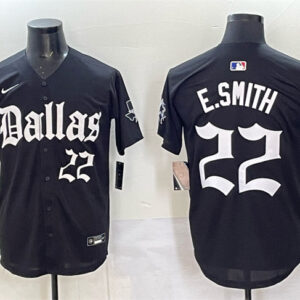 Men's Dallas Cowboys #22 Emmitt Smith Black 'Gothic Lone Star Edition' Limited Stitched Baseball Jersey