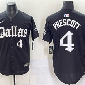 Men's Dallas Cowboys #4 Dak Prescott Black 'Gothic Lone Star Edition' Limited Stitched Baseball Jersey