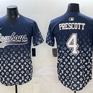 Men's Dallas Cowboys #4 Dak Prescott Navy Limited Stitched Baseball Jersey