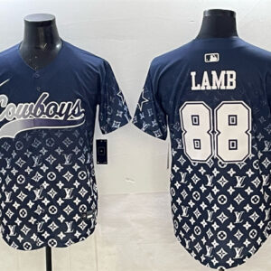 Men's Dallas Cowboys #88 CeeDee Lamb Navy Limited Stitched Baseball Jersey