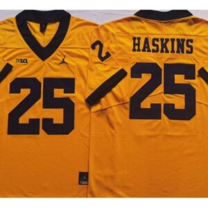Michigan Wolverines 25 Hassan Haskins Yellow College Jersey
