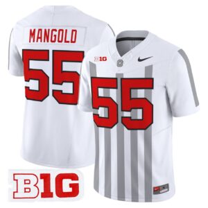 Nick Mangold Jersey 55 Ohio State Buckeyes Throwback Vapor Stitched White