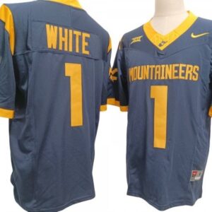 West Virginia Mountaineers 1 Jahiem White Navy Vapor Fuse Limited Jersey