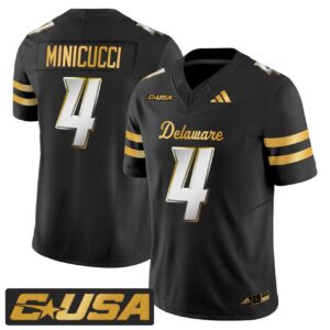 Nick Minicucci Jersey 4 Delaware Blue Hens 2025 Gold Vapor Stitched Black Limited