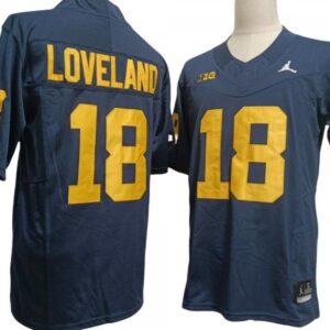 Michigan Wolverines 18 Colston Loveland Navy Vapor Fuse Limited Jersey