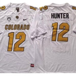 Colorado Buffaloes 12 Travis Hunter Whitegold Football Jersey