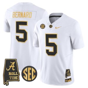 Germie Bernard Jersey 5 Alabama Crimson Tide 2025 Gold Stitched White Gold