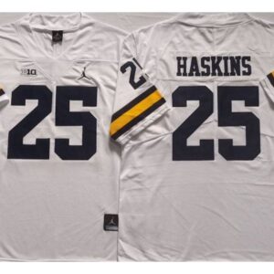 Michigan Wolverines 25 Hassan Haskins White College Jersey