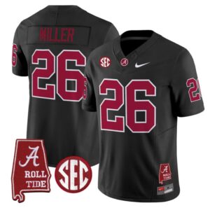 Jam Miller Jersey 26 Alabama Crimson Tide Throwback Map Stitched Black