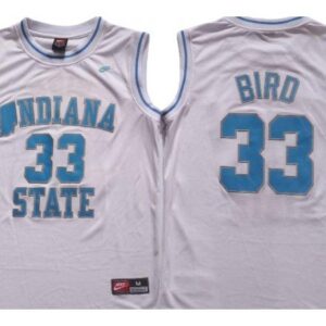 Indiana State Sycamores 33 Larry Bird White Basketball Jersey