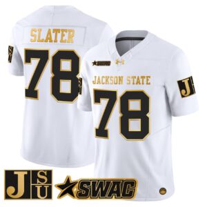 Jackie Slater Jersey 78 Jackson State Tigers 2025 Vapor Stitched White Gold