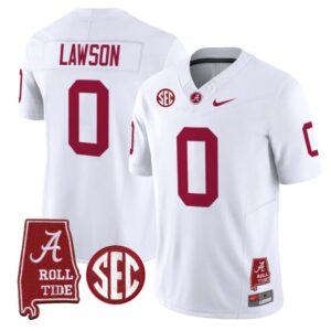 Deontae Lawson Jersey 0 Alabama Crimson Tide Throwback Map Stitched White