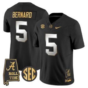 Germie Bernard Jersey 5 Alabama Crimson Tide 2025 Gold Stitched Black Limited