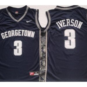 Georgetown Hoyas 3 Allen Iverson Navy Basketball Jersey