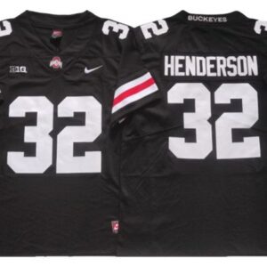 Ohio State Buckeyes 32 Treveyon Henderson Black-white College Jersey